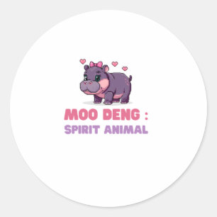 Sticker Rond Comique MOO DENG SPIRIT ANIMAL Aventure Chercheur 