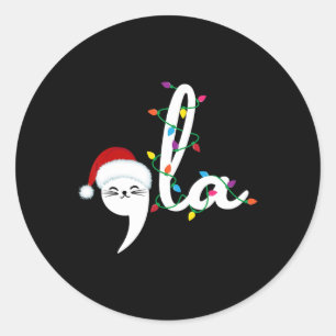 Sticker Rond Comma La 2024 Drôle Chat de Noël Lady Chat Noël