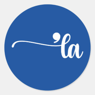 Sticker Rond Comma La Kamala Harris Blue