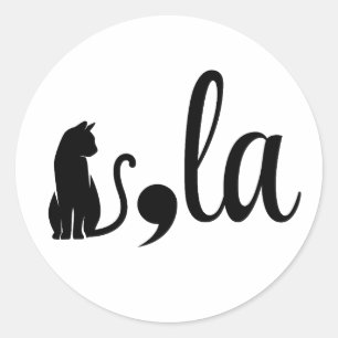 Sticker Rond Comma La Kamala Harris - maman chat pour Kamala