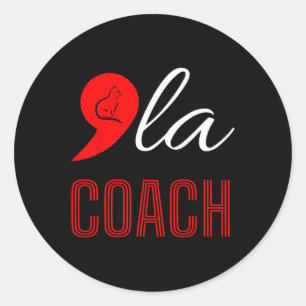 Sticker Rond Comma La Kamala Harris Tim Walz Coach 2024 La Comm