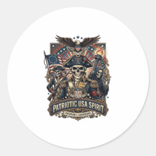 Sticker Rond Commandant de crâne colonial patriotique sombre Sk