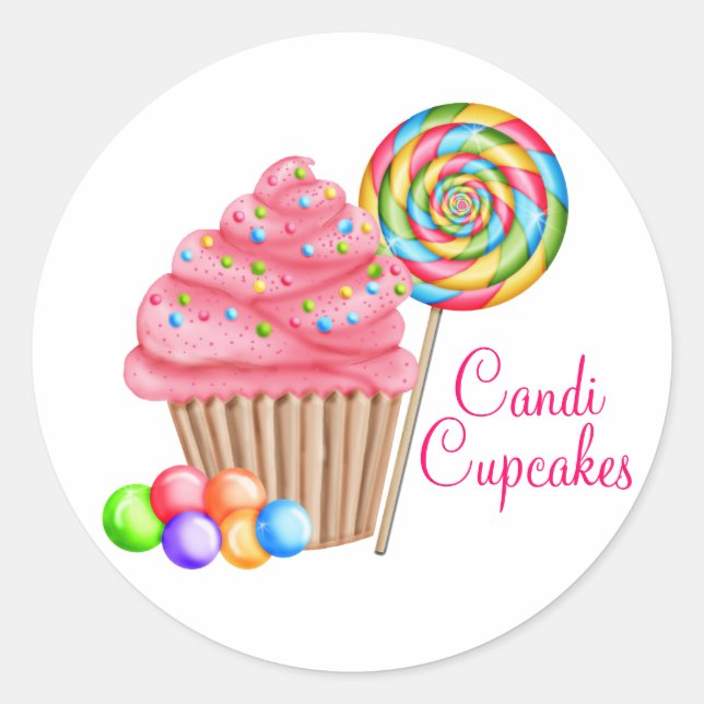 Sticker Rond Commande Personnalisée De Candace - Cupcakes Candi (Devant)