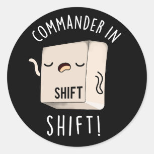 Sticker Rond Commander En Chemise Drôle Clavier Pun Dark BG