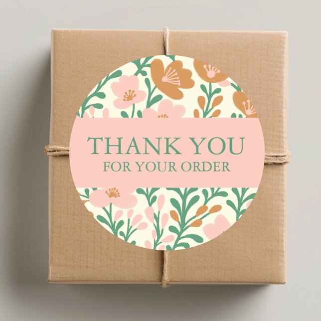 Sticker Rond Commander MERCI Cute Fleurs Florales Rose Personna (Order THANK YOU Cute Custom Pink Floral Flowers Classic Round Sticker
)