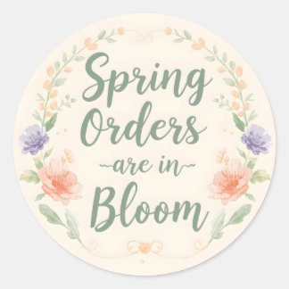 Sticker Rond Commandes de printemps sont en fleurs bleues