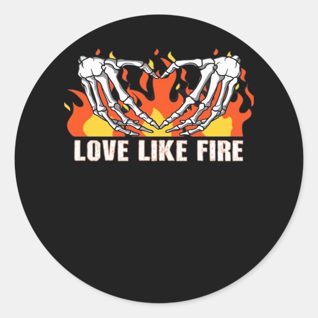 Sticker Rond Comme Classique - Skeleton Hands Heart (Devant)