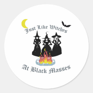 Sticker Rond Comme Des Sorcières À Black Mes - Halloween sorciè