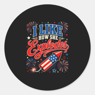 Sticker Rond Comme explose l'humour patriotique 4 juillet