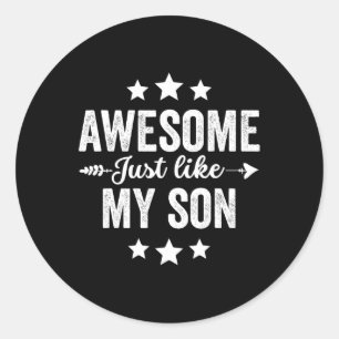 Sticker Rond Comme Mon Fils Drôle Fête des pères Papa Maman Vin