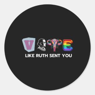 Sticker Rond Comme Ruth Vous A Envoyé - Uterus Flowers Feminist