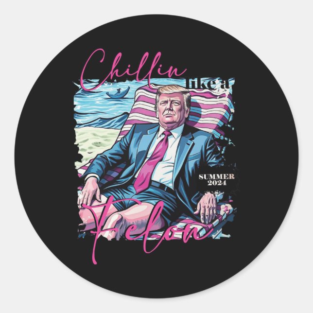 Sticker Rond Comme Un Felon été 2024 qui a fait revenir l'Améri (Devant)