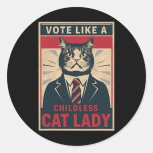 Sticker Rond Comme Une Femme Sans Enfant Qui Vote Amusamment Ka