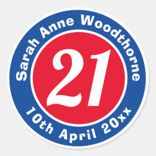Sticker Rond Commémoration d'anniversaire avec le nom, l'âge 