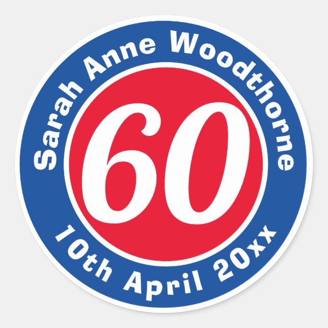 Sticker Rond Commémoration d'anniversaire avec le nom, l'âge et (Devant)