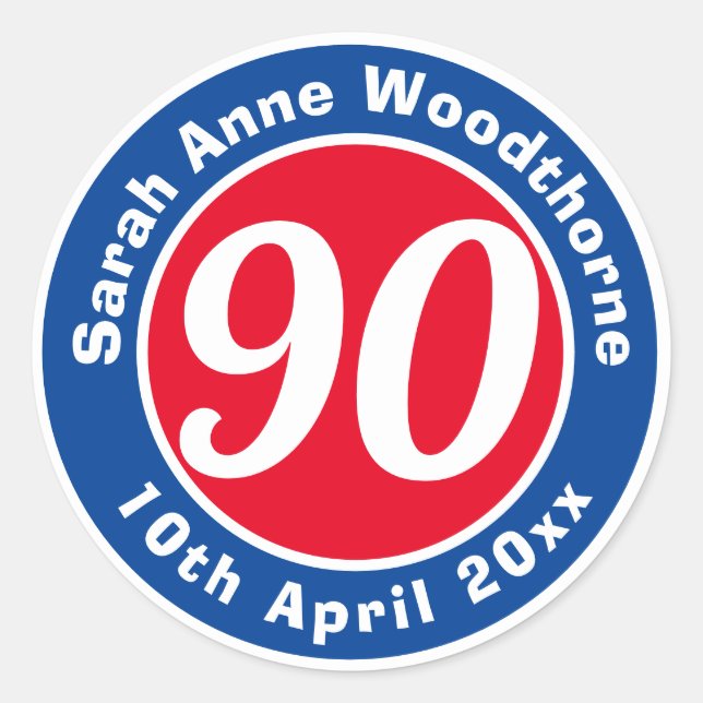 Sticker Rond Commémoration d'anniversaire avec le nom, l'âge et (Devant)