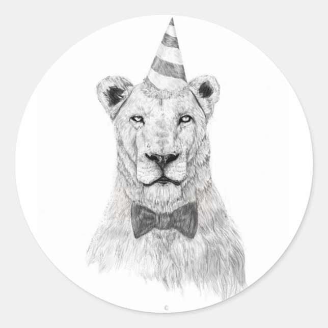 Sticker Rond Commencer la fête (Devant)