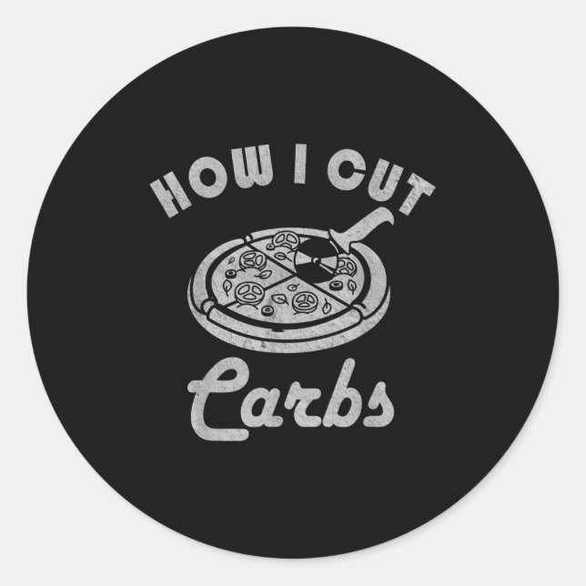Sticker Rond Comment j'ai coupé des carbes, alimentation de con (Devant)