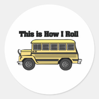 Sticker Rond Comment je marche (autobus scolaire)