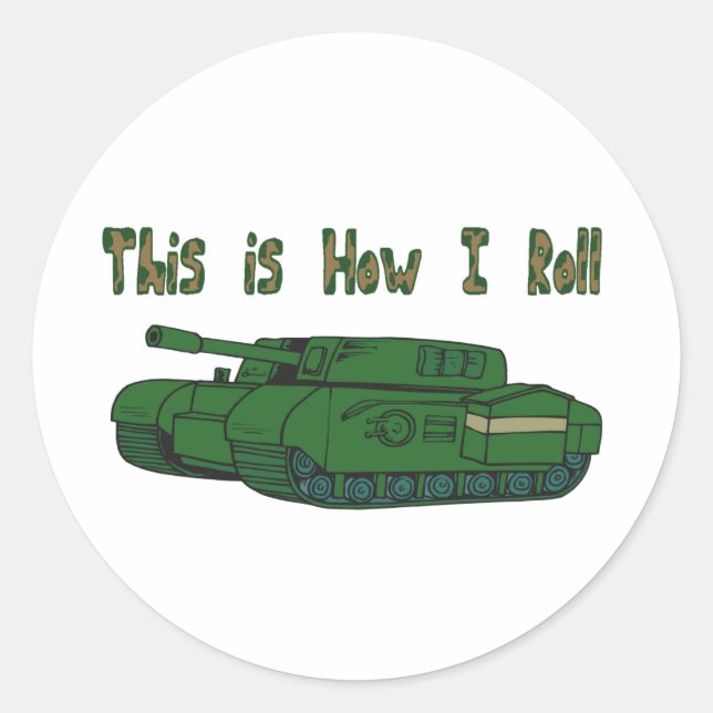 Sticker Rond Comment je marche (char militaire) (Devant)