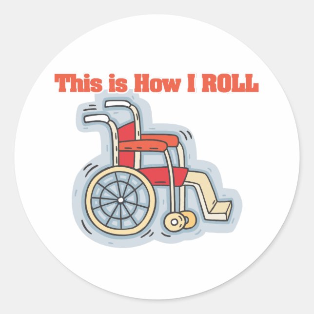 Sticker Rond Comment je marche (fauteuil roulant) (Devant)