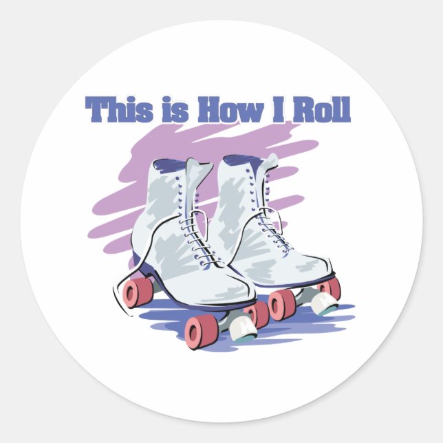 Sticker Rond Comment je roule (patins à roulettes) (Devant)