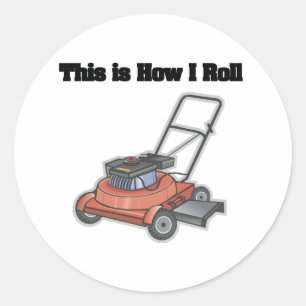 Sticker Rond Comment je roule (tondeuse à gazon)
