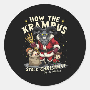 Sticker Rond Comment Le Krampus A Volé Le Krampus De Noël Arriv