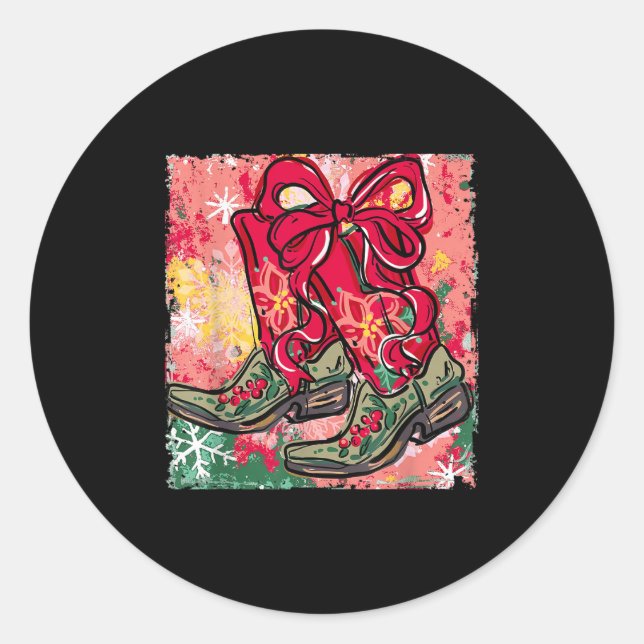 Sticker Rond Comment Noël Joyeux Noël Bottes de Noël (Devant)