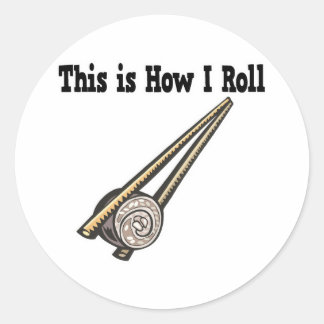 Sticker Rond Comment rouler le rouleau de riz sushi