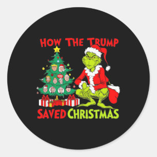 Sticker Rond Comment Trump a sauvé Noël Drôle Trump Christma