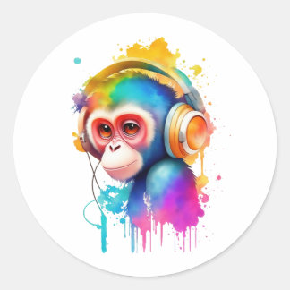 Sticker Rond Commerce de singes