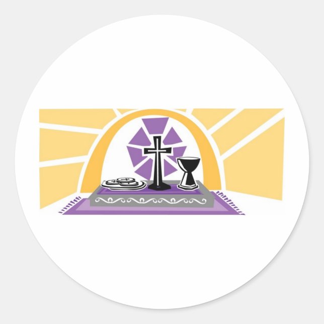Sticker Rond Communion d'accentuation des pages or et pourpre (Devant)
