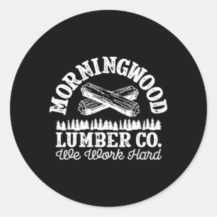 Sticker Rond Compagnie De Bois De Matin Pour Le Carpent De Bois