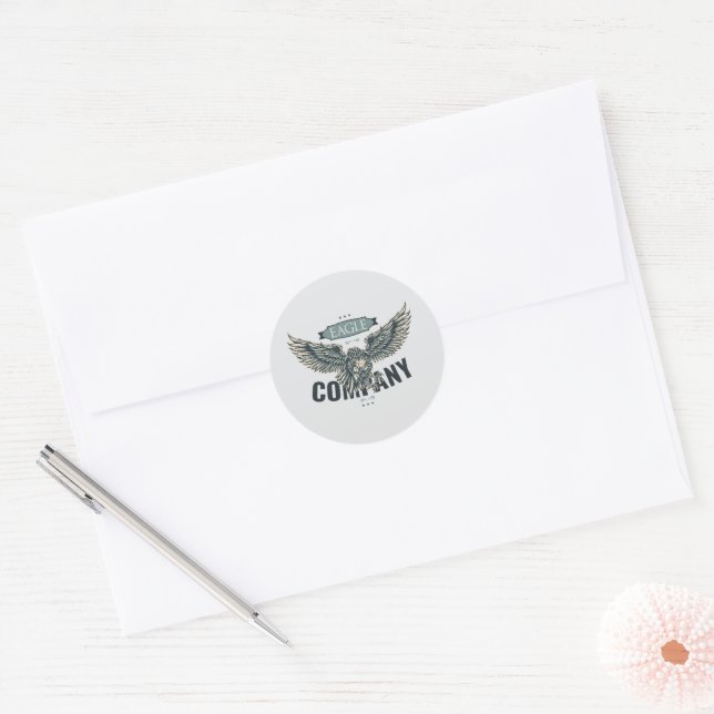 Sticker Rond Compagnie Retro Eagle Design Américain (Enveloppe)