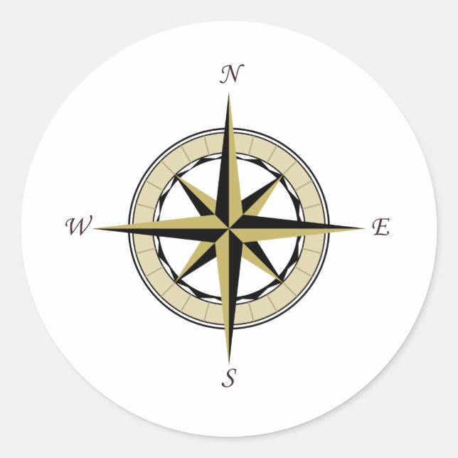 Sticker Rond Compass Rose Art (Devant)