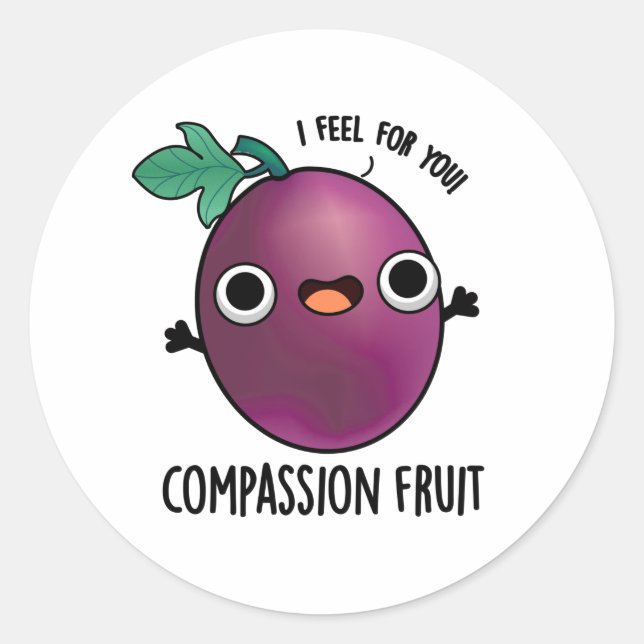 Sticker Rond Compassion Fruit Funky Passion Fruit Pun (Devant)