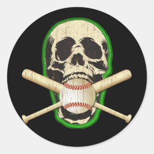 STICKER ROND COMPLEXE AVEC BASEBALL ET BATS