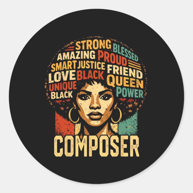 Sticker Rond Compositeur Mois de l'histoire des Noirs Fierté no (Devant)
