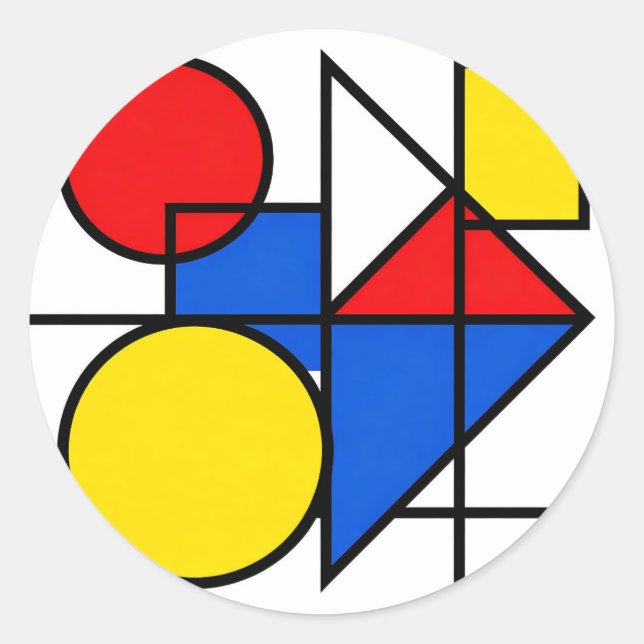 Sticker Rond Composition de couleurs primaires de Mondrian (Devant)