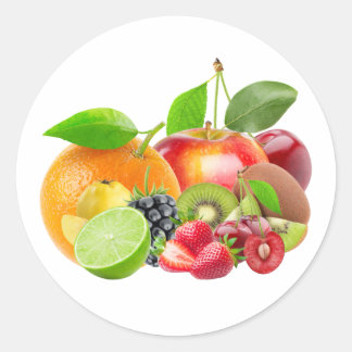 Sticker Rond Composition de fruits beaux fruits frais