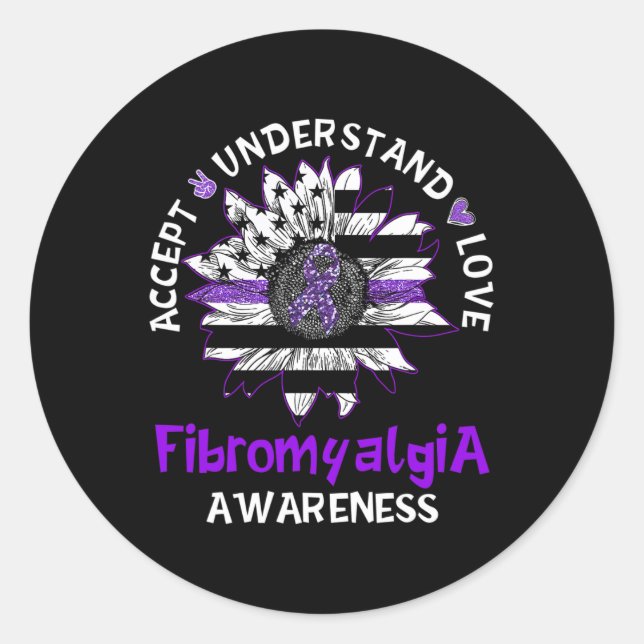 Sticker Rond Comprendre l'amour Tournesol Fibromyalgie Sensibil (Devant)