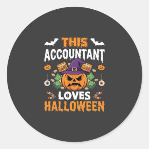 Sticker Rond Comptable Aime Halloween Citrouille Comptable Desi