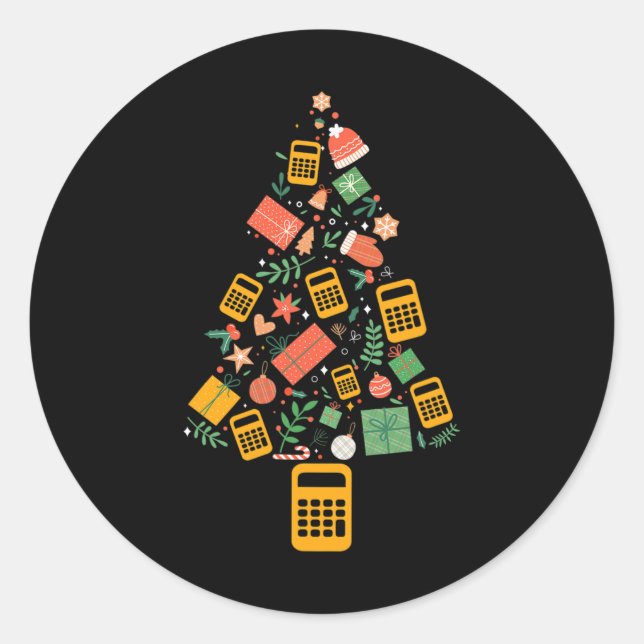 Sticker Rond Comptable de l'arbre de Noël Calculatrice Finance  (Devant)