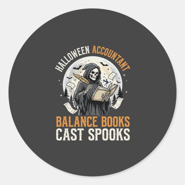 Sticker Rond Comptable d'Halloween après la tombée de la nuit (Devant)