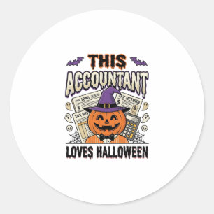Sticker Rond Comptable d'Halloween Drôle Saison fiscale effraya