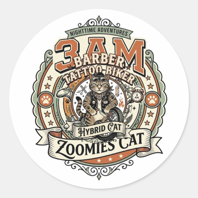 Sticker Rond Comptable Saison Fiscale Chat Comptable Saison Fis (Devant)