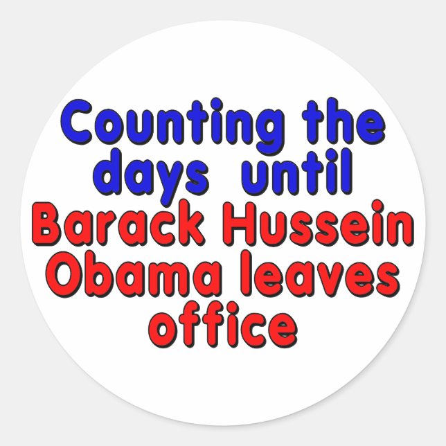 Sticker Rond Compter les jours jusqu'à Barack Hussein Obama... (Devant)