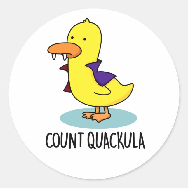 Sticker Rond Compter Quackula Drôle Canard Pun (Devant)
