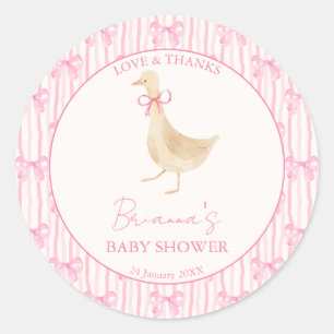 Sticker Rond Comptines de l'oie fête bébé rose personnalisée
